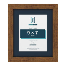 Dark Oak 12 x 10 inch picture frame with a Pacific Blue mount for a 9 x 7 inch photo