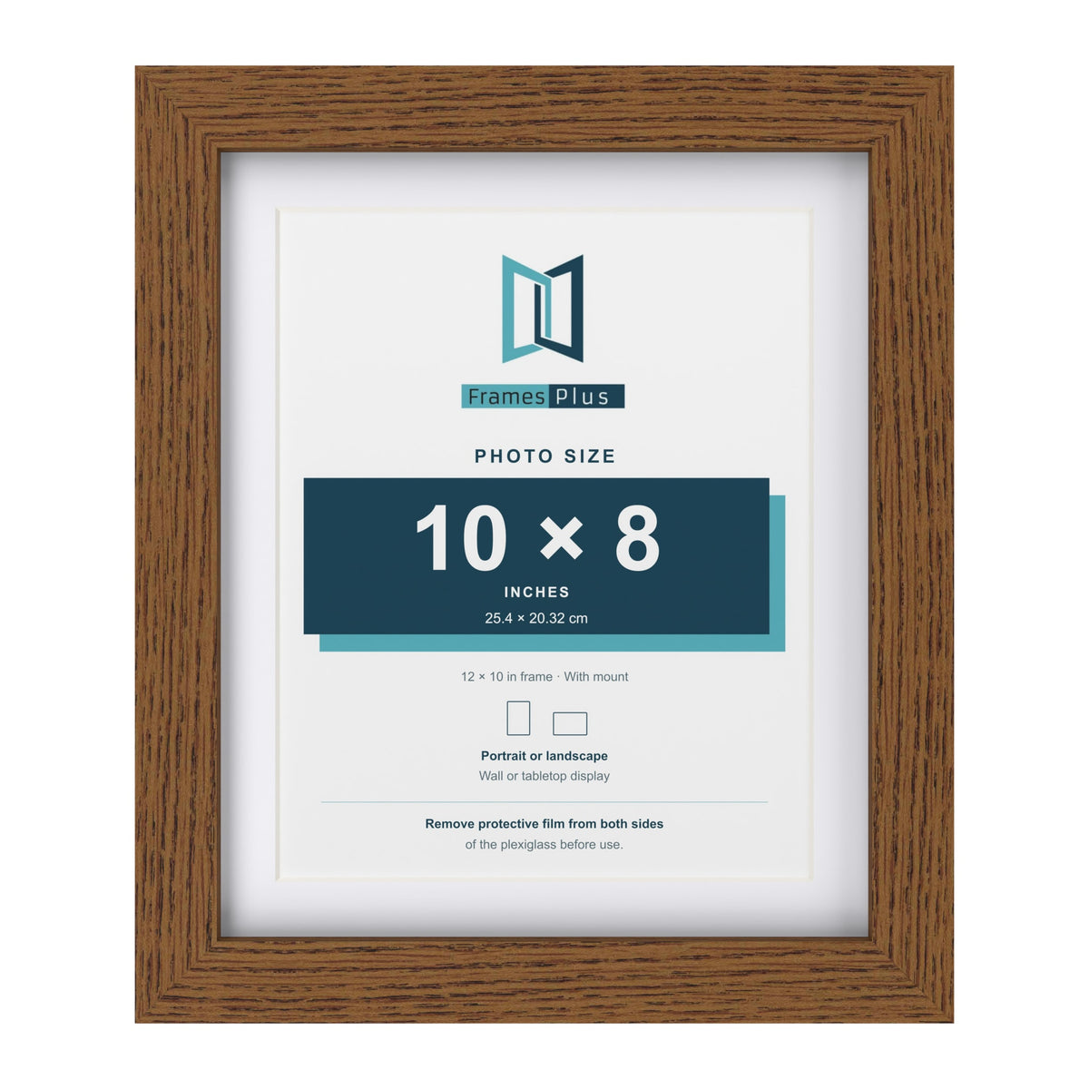 Dark Oak 12 x 10 inch picture frame with a white mount for a 10 x 8 inch photo
