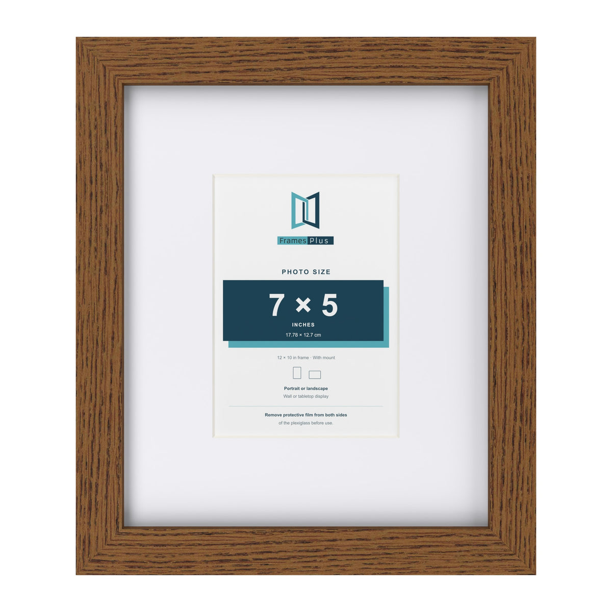 Dark Oak 12 x 10 inch picture frame with a white mount for a 7 x 5 inch photo