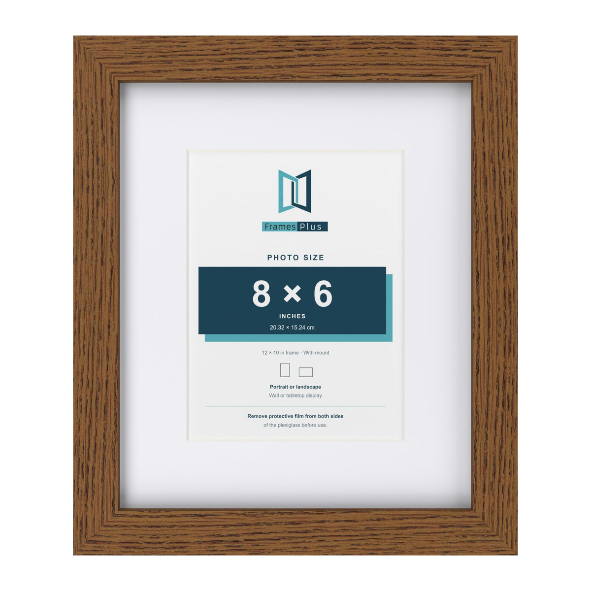 Dark Oak 12 x 10 inch picture frame with a white mount for a 8 x 6 inch photo