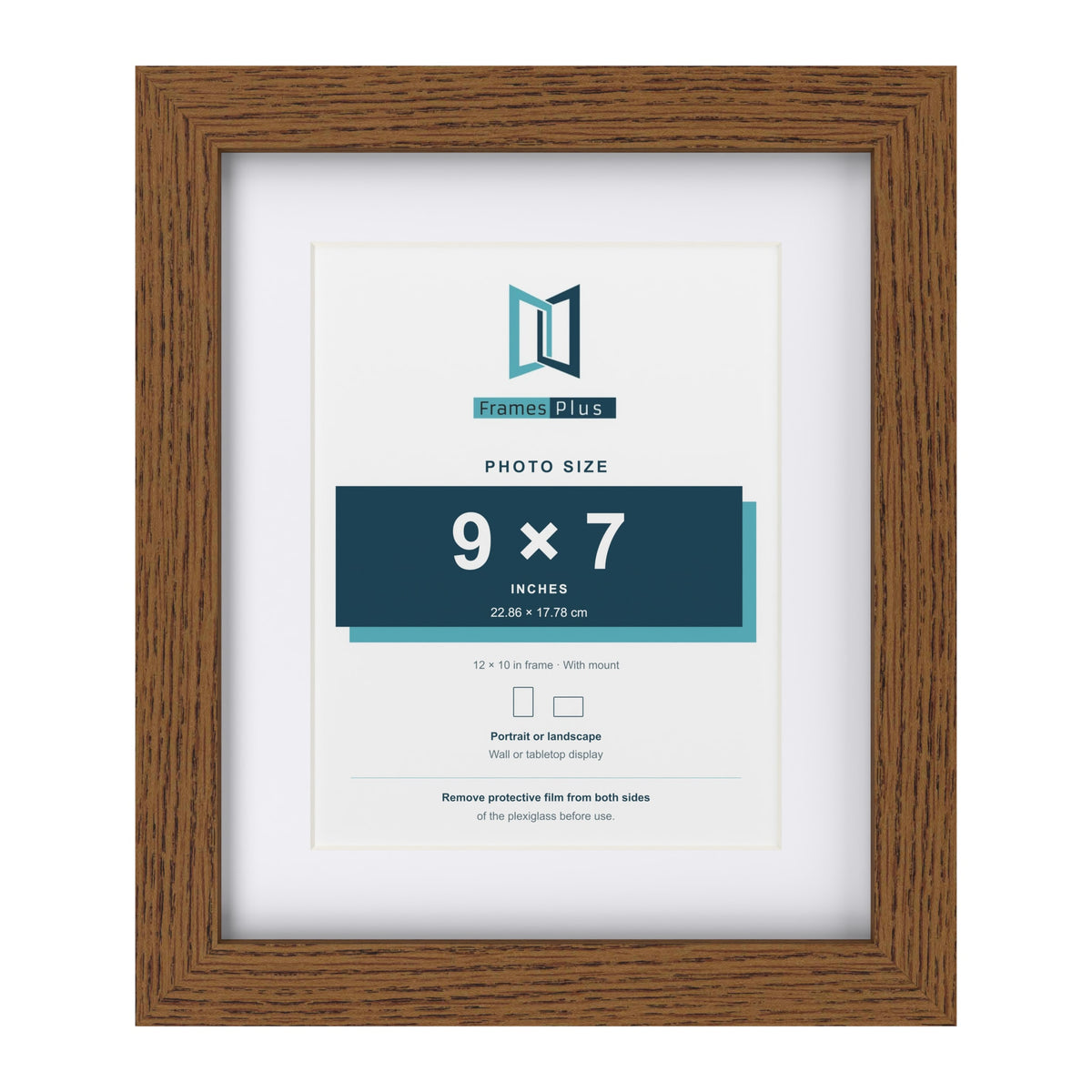 Dark Oak 12 x 10 inch picture frame with a white mount for a 9 x 7 inch photo