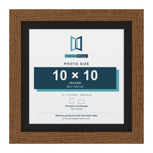 Dark Oak 12 x 12 inch picture frame with a black mount for a 10 x 10 inch photo