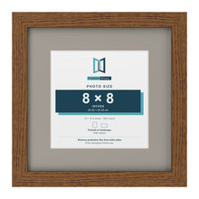 Dark Oak 12 x 12 inch picture frame with a Dawn Grey mount for an 8 x 8 inch photo