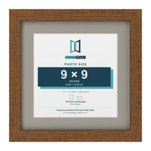 Dark Oak 12 x 12 inch picture frame with a Dawn Grey mount for a 9 x 9 inch photo