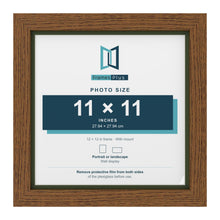 Dark Oak 12 x 12 inch picture frame with a green mount for an 11 x 11 inch photo