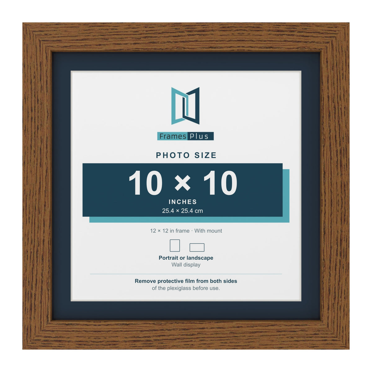 Dark Oak 12 x 12 inch picture frame with a Pacific Blue mount for a 10 x 10 inch photo