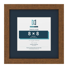 Dark Oak 12 x 12 inch picture frame with a Pacific Blue mount for an 8 x 8 inch photo