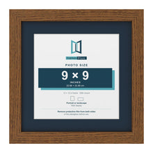 Dark Oak 12 x 12 inch picture frame with a Pacific Blue mount for a 9 x 9 inch photo