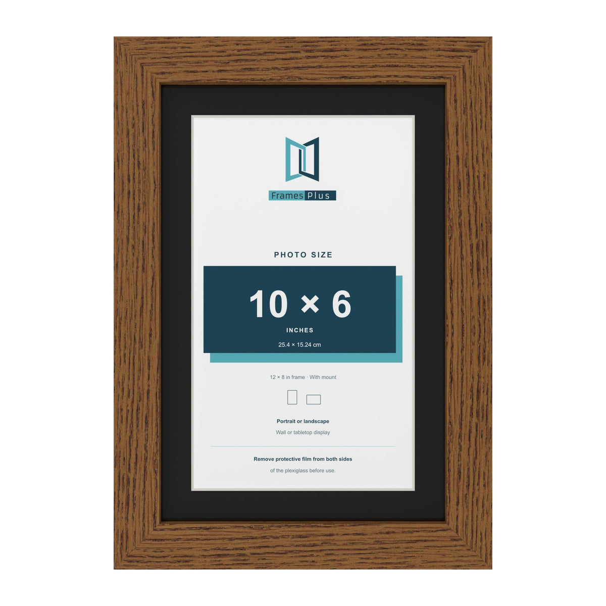 Dark Oak 12 x 8 inch picture frame with a black mount for a 10 x 6 inch photo