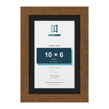 Dark Oak 12 x 8 inch picture frame with a black mount for a 10 x 6 inch photo