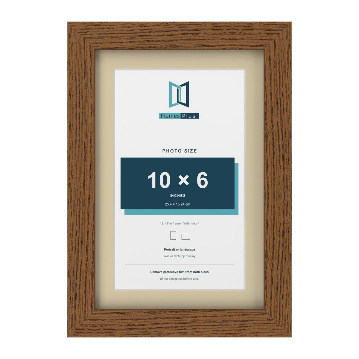 Dark Oak 12 x 8 inch picture frame with an ivory mount for a 10 x 6 inch photo