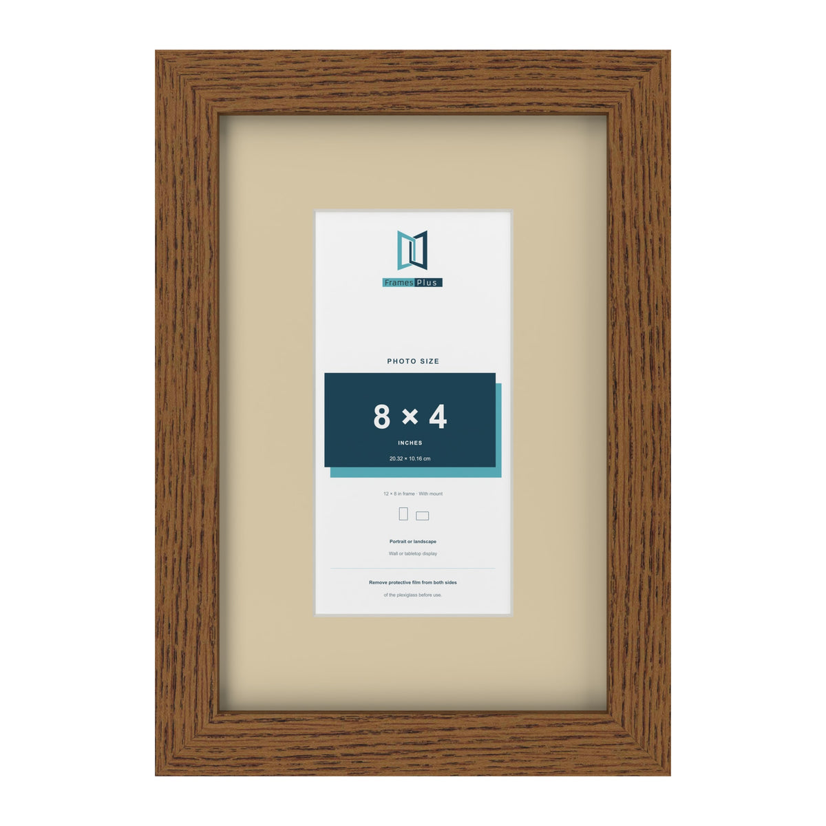 Dark Oak 12 x 8 inch picture frame with an ivory mount for an 8 x 4 inch photo