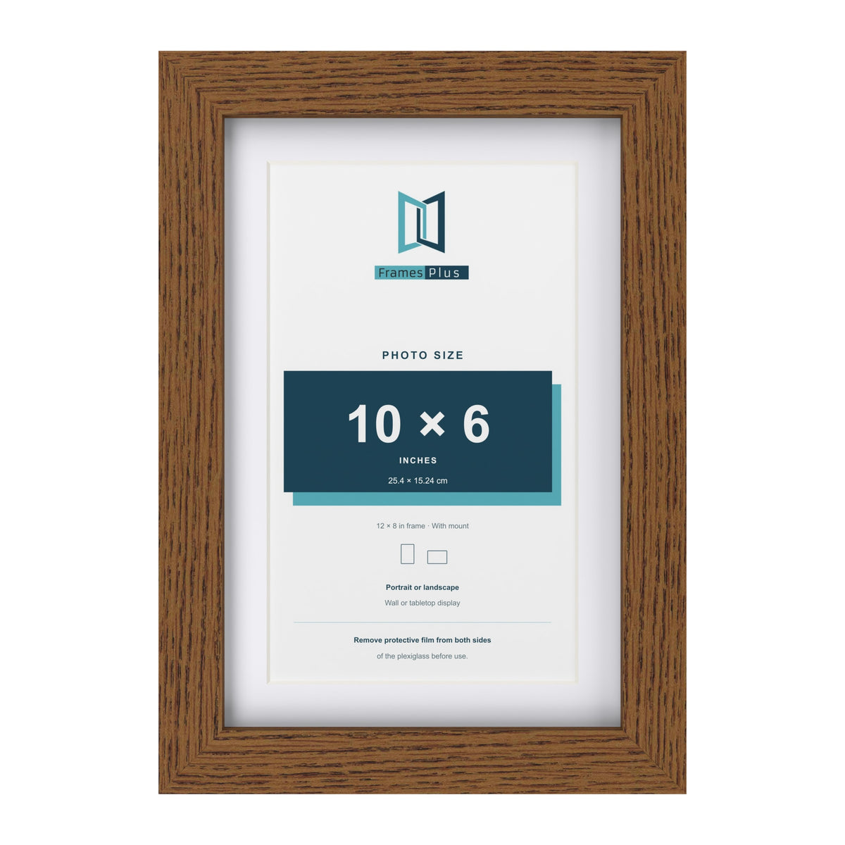 Dark Oak 12 x 8 inch picture frame with a white mount for a 10 x 6 inch photo