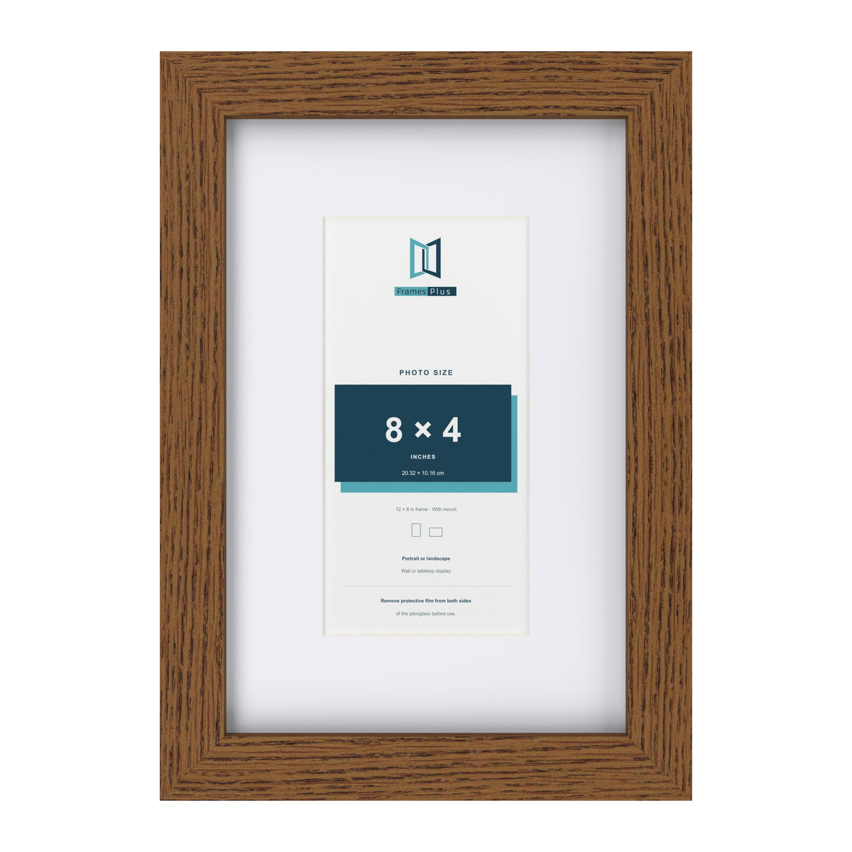 Dark Oak 12 x 8 inch picture frame with a white mount for a 8 x 4 inch photo