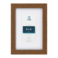 Dark Oak 12 x 8 inch picture frame with a white mount for a 8 x 4 inch photo