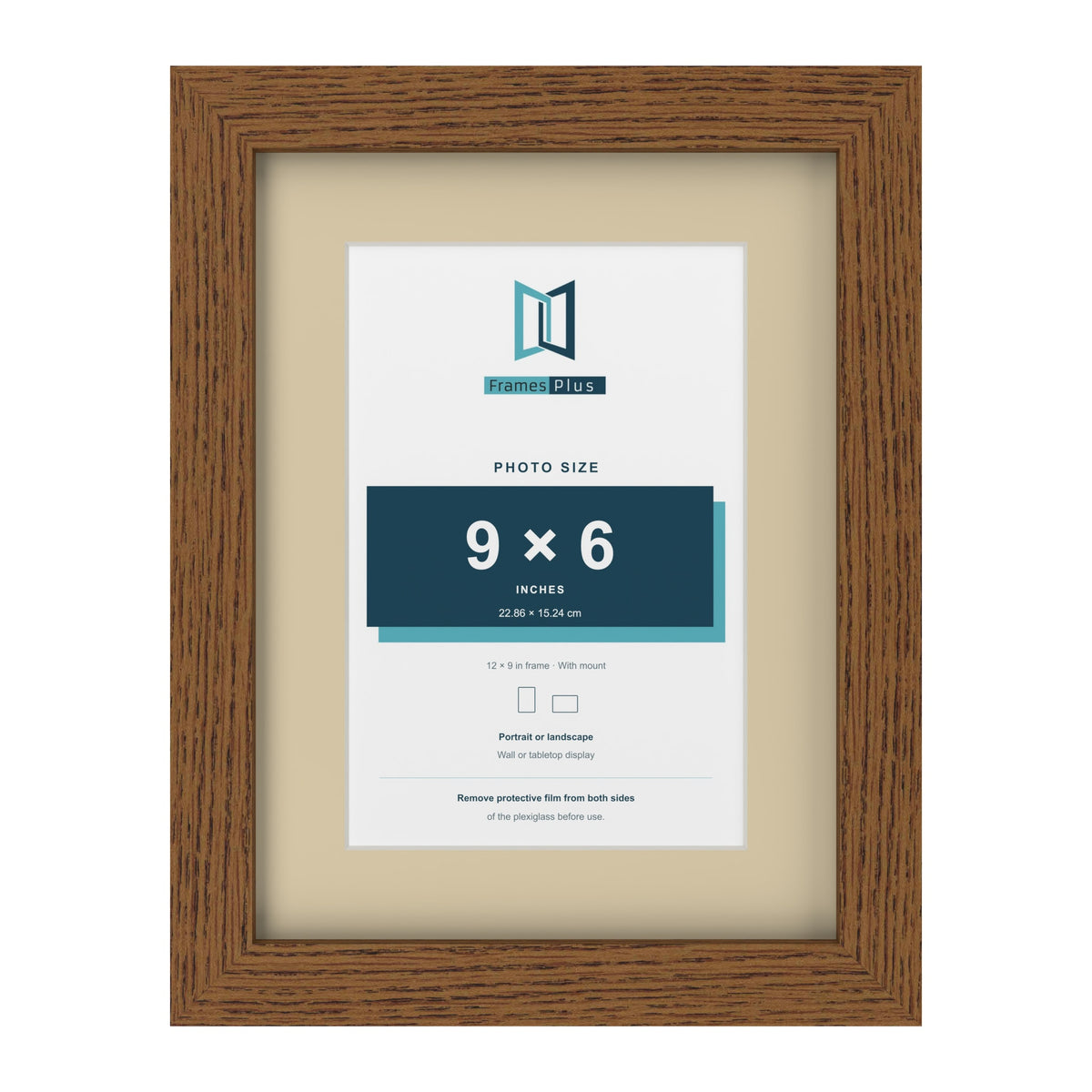 Dark Oak 12 x 9 inch picture frame with an ivory mount for a 9 x 6 inch photo