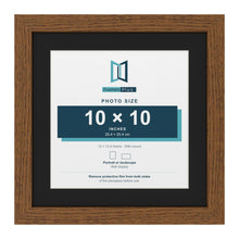 Dark Oak 13 x 13 inch picture frame with a black mount for a 10 x 10 inch photo