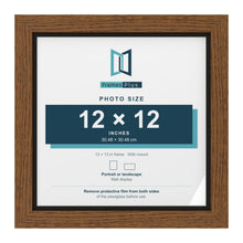 Dark Oak 13 x 13 inch picture frame with a black mount for a 12 x 12 inch photo