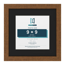Dark Oak 13 x 13 inch picture frame with a black mount for a 9 x 9 inch photo