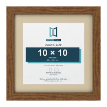 Dark Oak 13 x 13 inch picture frame with an ivory mount for a 10 x 10 inch photo