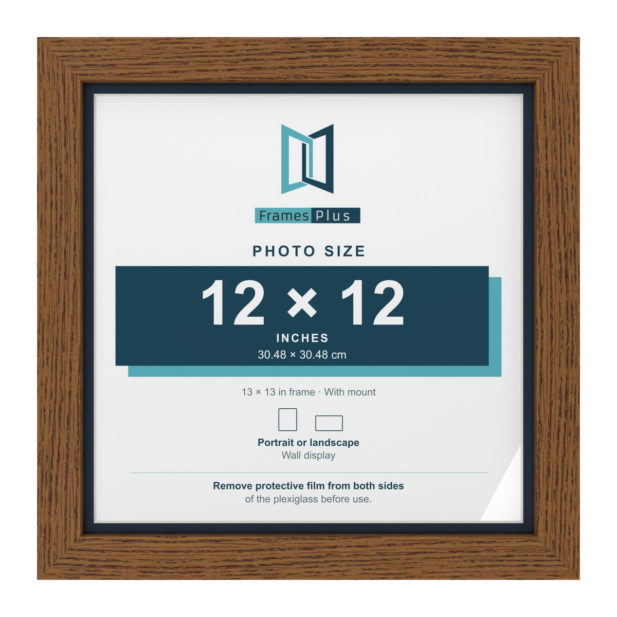 Dark Oak 13 x 13 inch picture frame with a Pacific Blue mount for a 12 x 12 inch photo