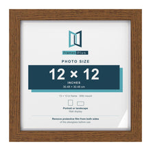 Dark Oak 13 x 13 inch picture frame with a white mount for a 12 x 12 inch photo