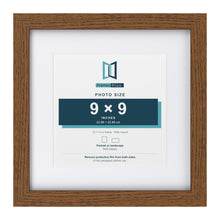 Dark Oak 13 x 13 inch picture frame with a white mount for a 9 x 9 inch photo