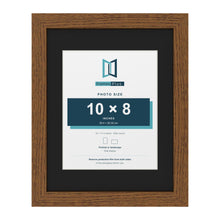 Dark Oak 14 x 11 inch picture frame with a black mount for a 10 x 8 inch photo