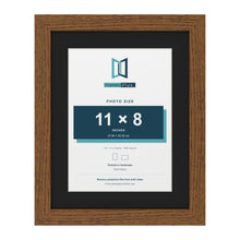Dark Oak 14 x 11 inch picture frame with a black mount for an 11 x 8 inch photo