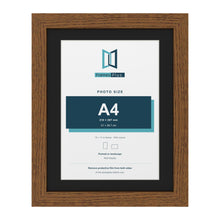 Dark Oak 14 x 11 inch picture frame with a black mount for an A4 photo