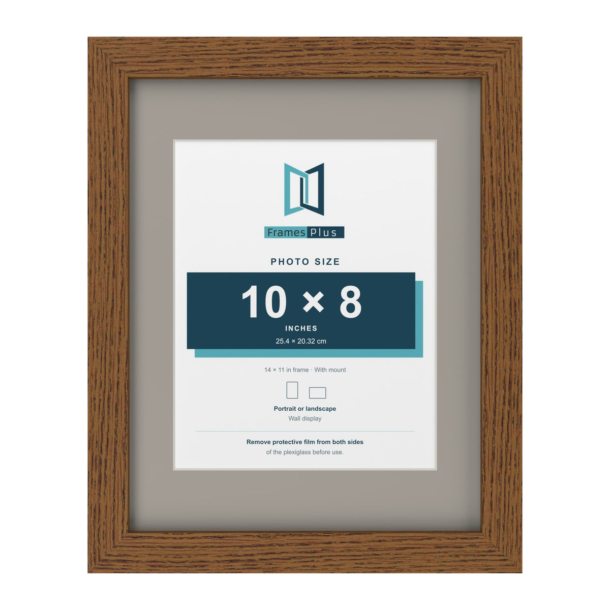 Dark Oak 14 x 11 inch picture frame with a Dawn Grey mount for a 10 x 8 inch photo