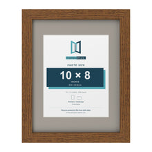 Dark Oak 14 x 11 inch picture frame with a Dawn Grey mount for a 10 x 8 inch photo