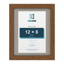 Dark Oak 14 x 11 inch picture frame with a Dawn Grey mount for a 12 x 8 inch photo