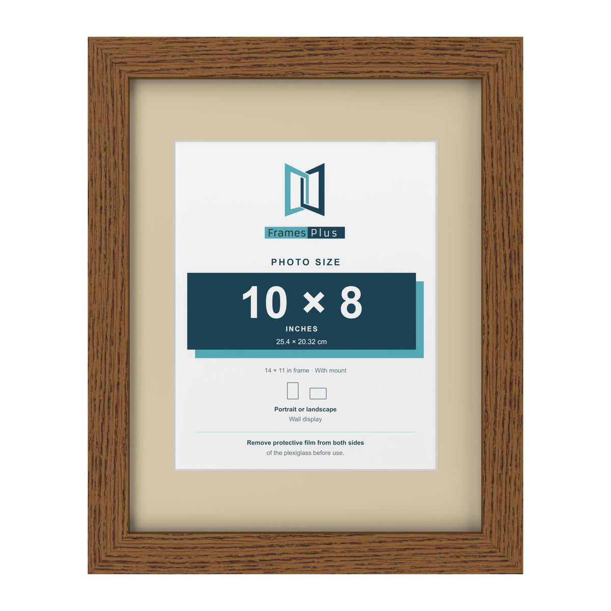 Dark Oak 14 x 11 inch picture frame with an ivory mount for a 10 x 8 inch photo