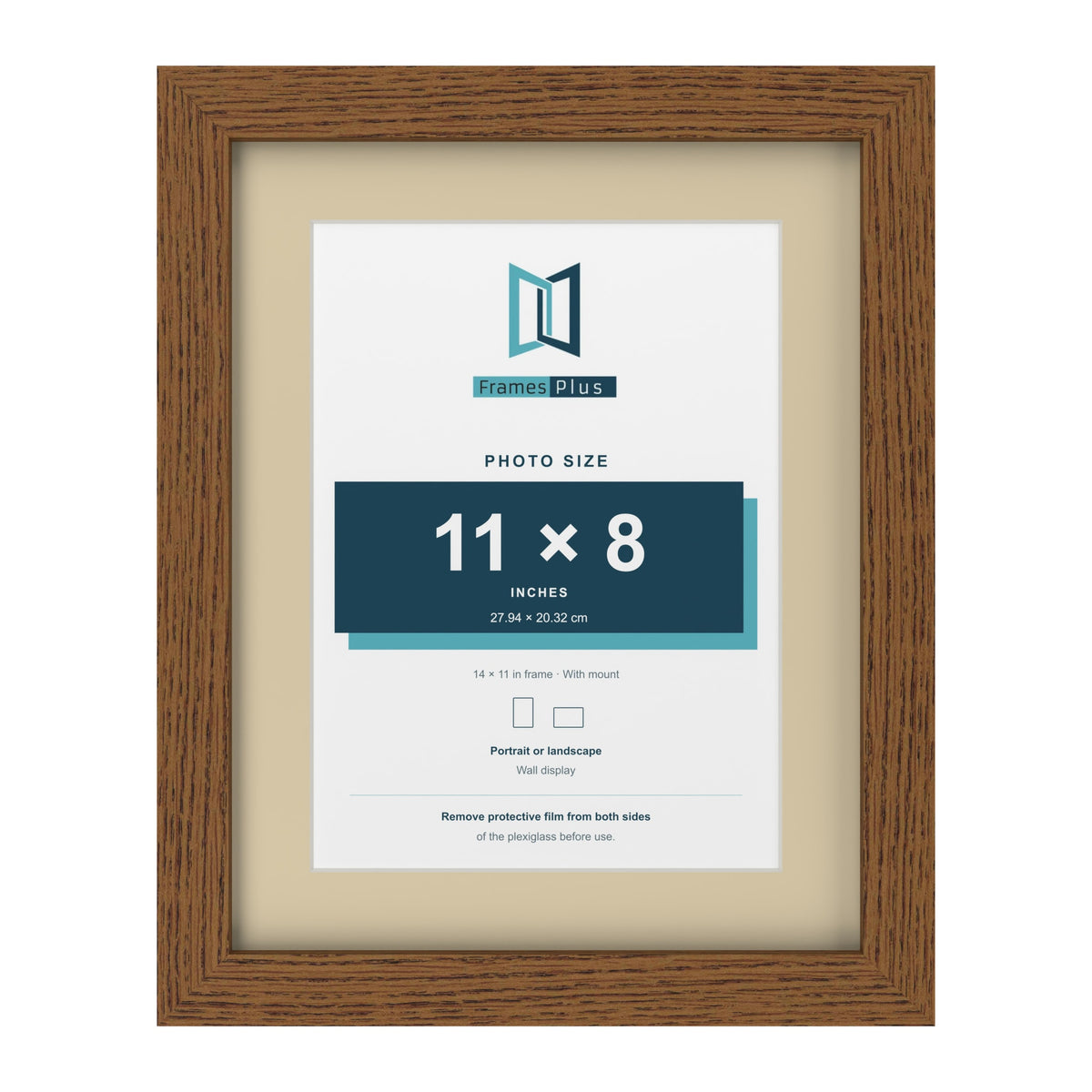 Dark Oak 14 x 11 inch picture frame with an ivory mount for an 11 x 8 inch photo