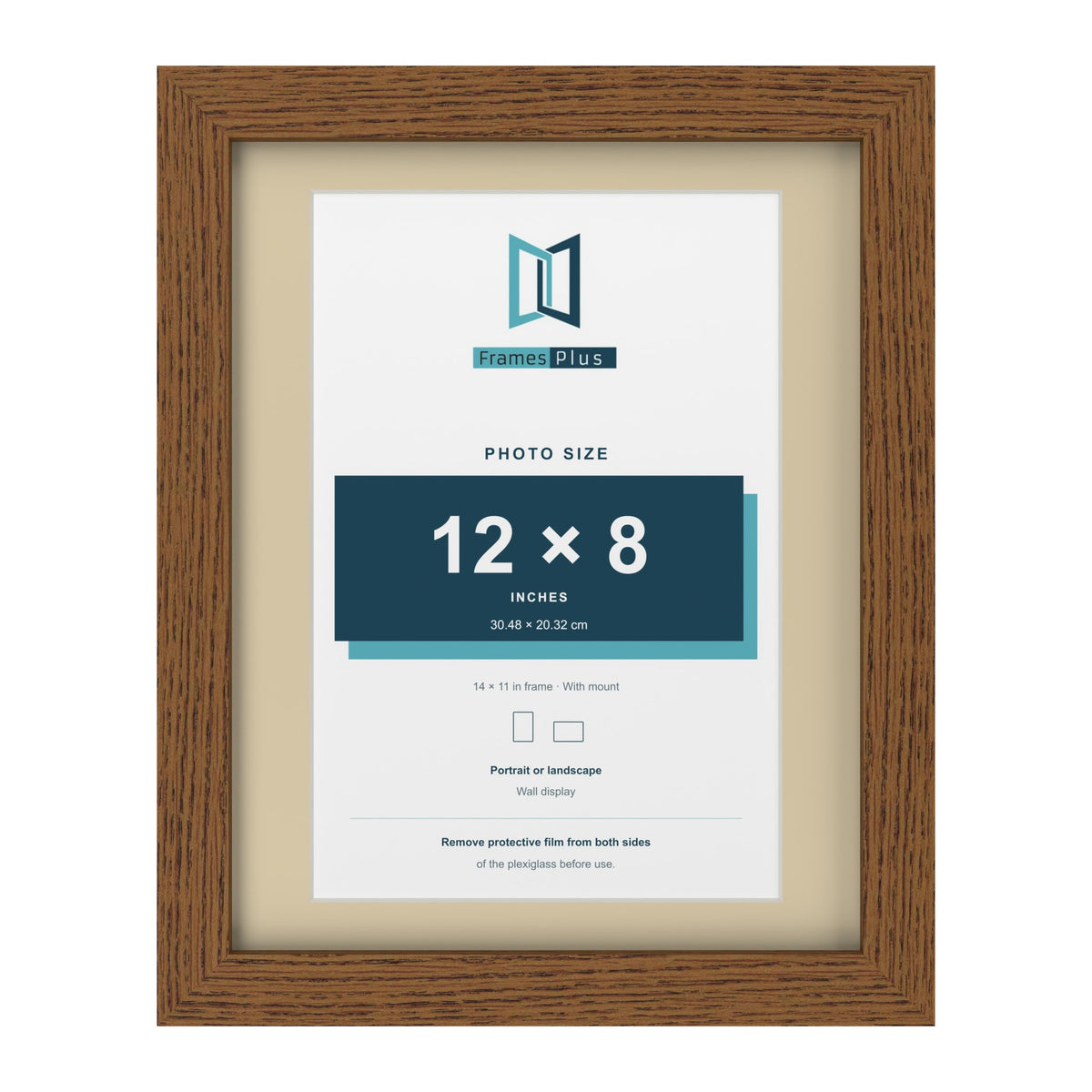 Dark Oak 14 x 11 inch picture frame with an ivory mount for a 12 x 8 inch photo