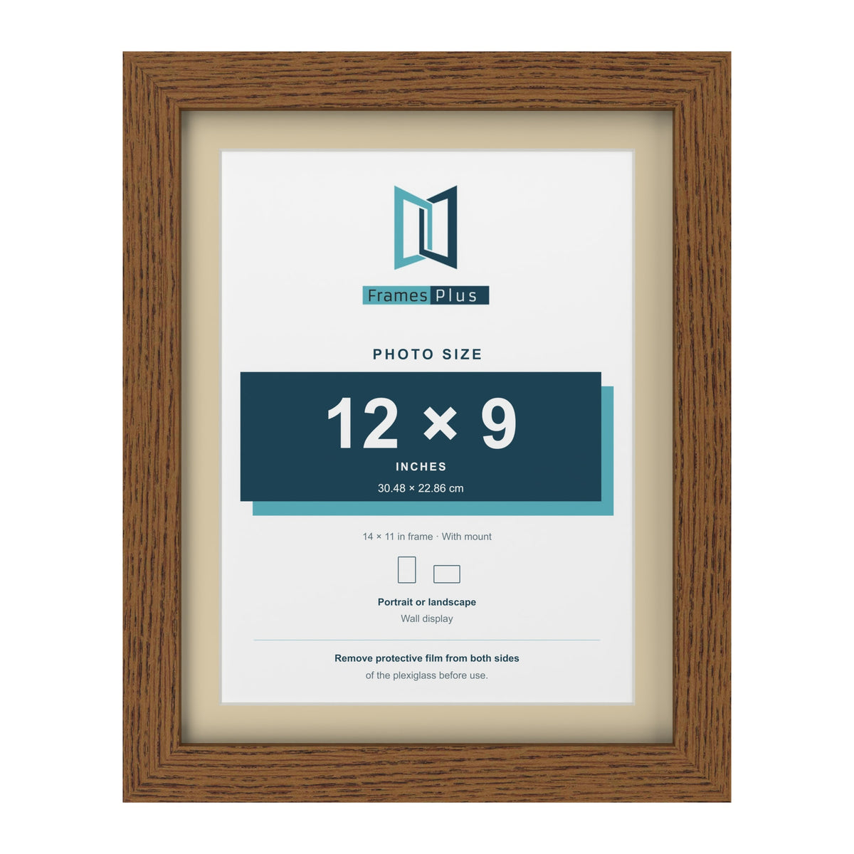 Dark Oak 14 x 11 inch picture frame with an ivory mount for a 12 x 9 inch photo
