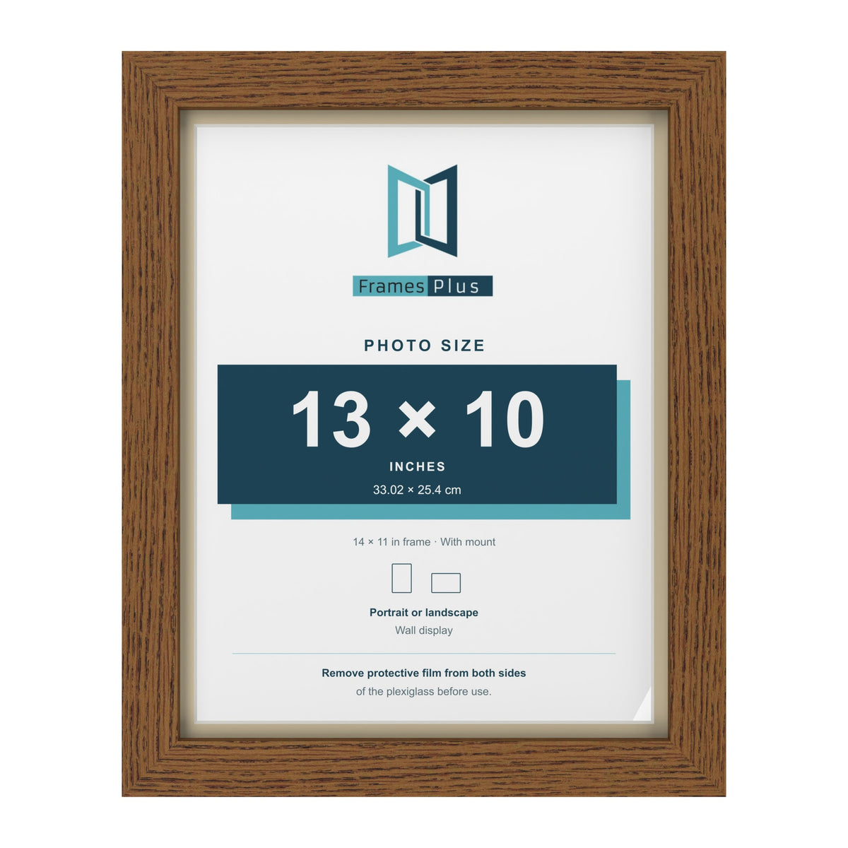 Dark Oak 14 x 11 inch picture frame with an ivory mount for a 13 x 10 inch photo