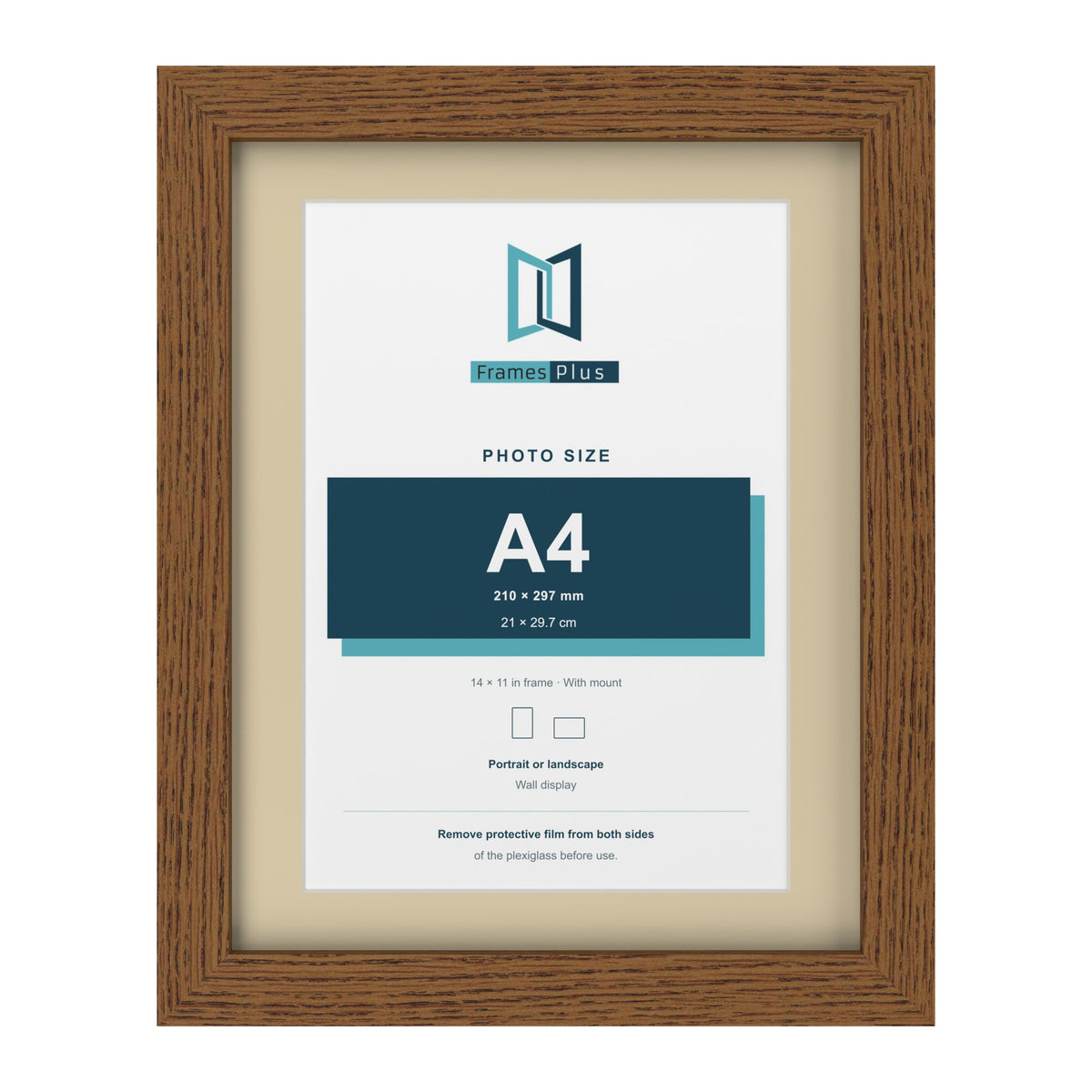 Dark Oak 14 x 11 inch picture frame with an ivory mount for an A4 photo