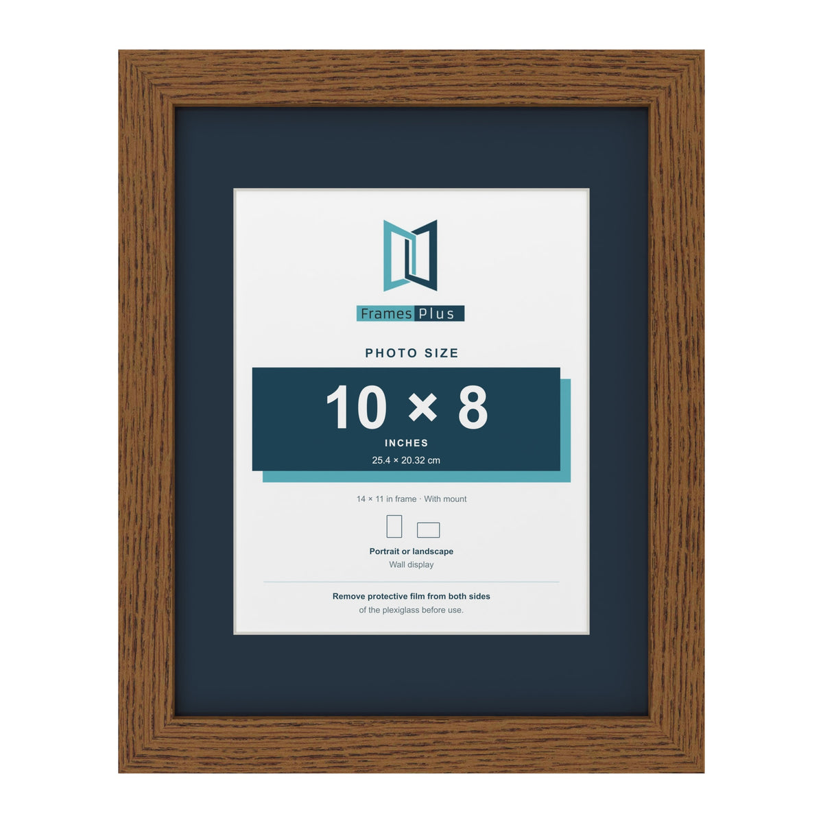 Dark Oak 14 x 11 inch picture frame with a Pacific Blue mount for a 10 x 8 inch photo