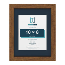 Dark Oak 14 x 11 inch picture frame with a Pacific Blue mount for a 10 x 8 inch photo