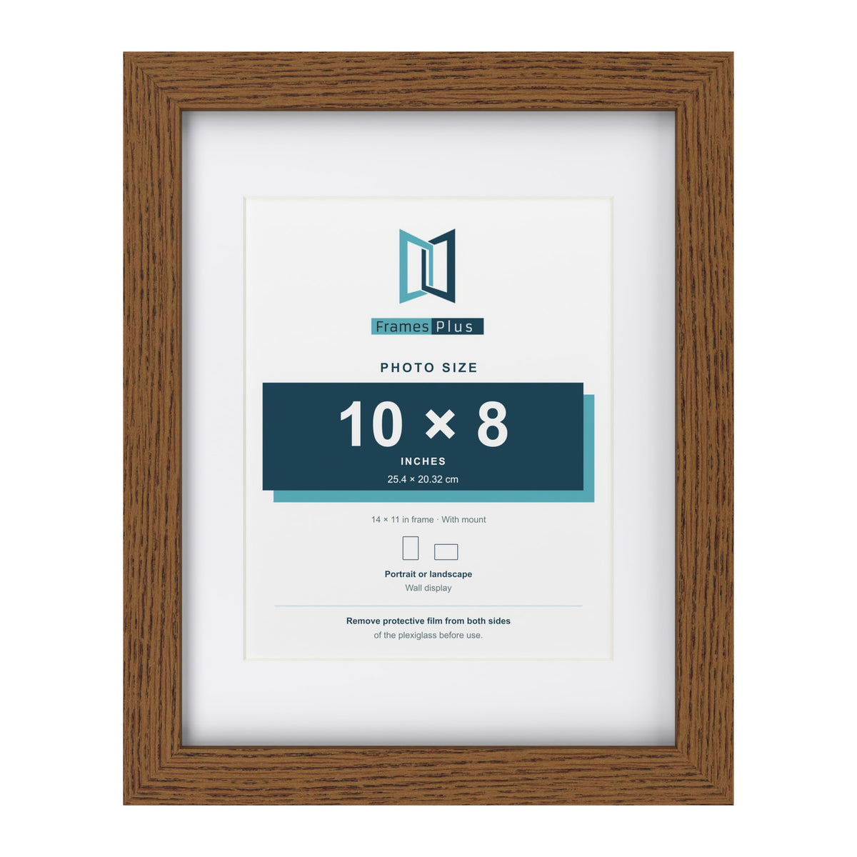 Dark Oak 14 x 11 inch picture frame with a white mount for a 10 x 8 inch photo