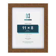 Dark Oak 14 x 11 inch picture frame with a white mount for a 11 x 8 inch photo