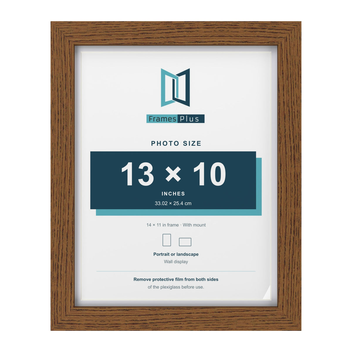 Dark Oak 14 x 11 inch picture frame with a white mount for a 13 x 10 inch photo