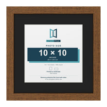 Dark Oak 14 x 14 inch picture frame with a black mount for a 10 x 10 inch photo