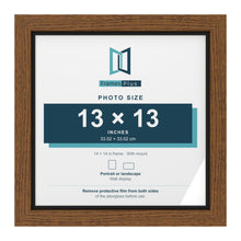Dark Oak 14 x 14 inch picture frame with a black mount for a 13 x 13 inch photo