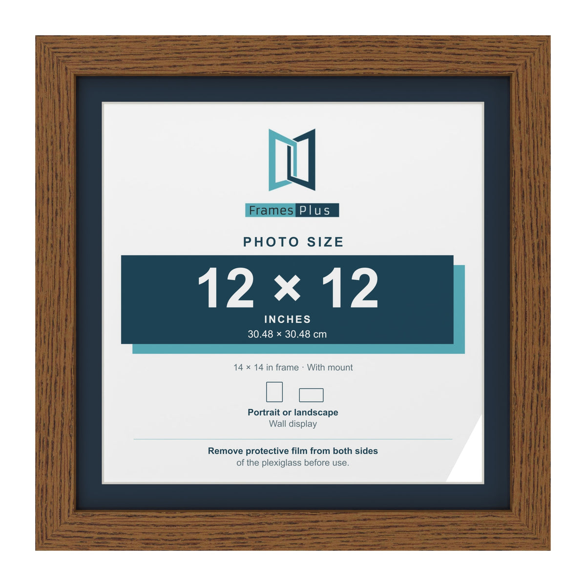 Dark Oak 14 x 14 inch picture frame with a Pacific Blue mount for a 12 x 12 inch photo