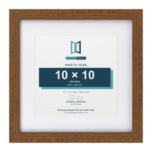 Dark Oak 14 x 14 inch picture frame with a white mount for a 10 x 10 inch photo