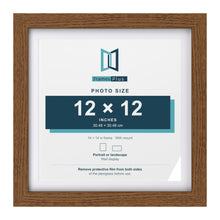Dark Oak 14 x 14 inch picture frame with a white mount for a 12 x 12 inch photo