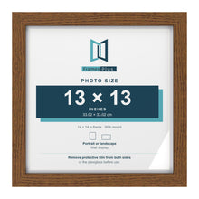 Dark Oak 14 x 14 inch picture frame with a white mount for a 13 x 13 inch photo
